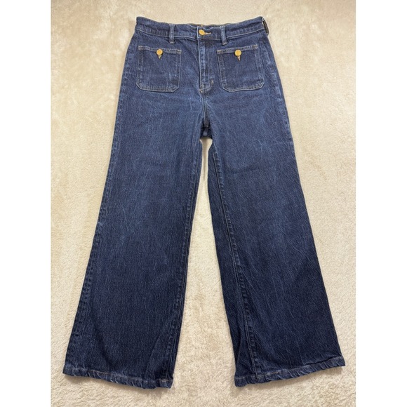J.Crew Denim - J.Crew Womens 96 Denim Trouser High Rise Wide Leg Indigo Jeans 28 Meas: 28x26.5